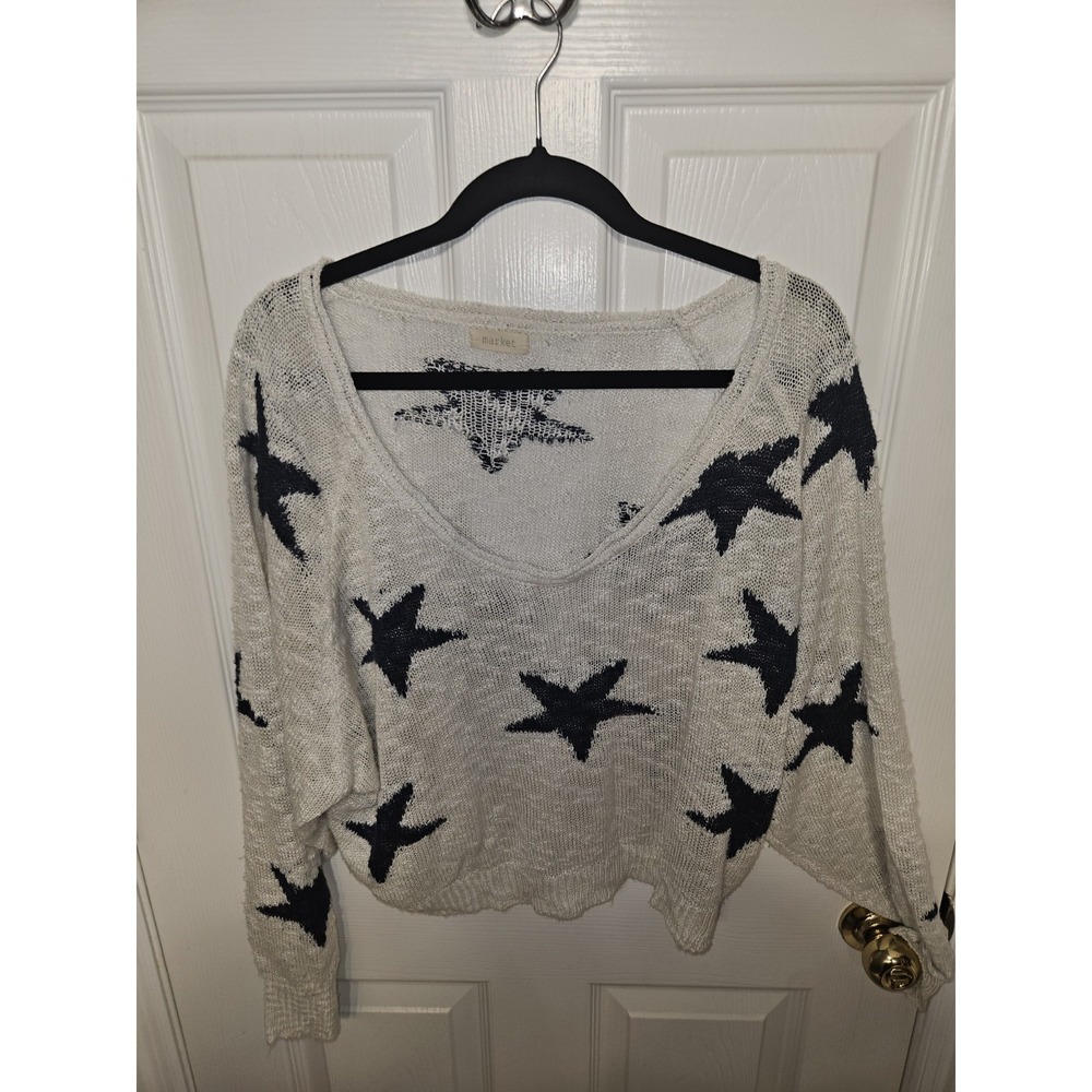 MARKET & SPRUCE Pull Over Women's  Sweater Stargaze Slub Small